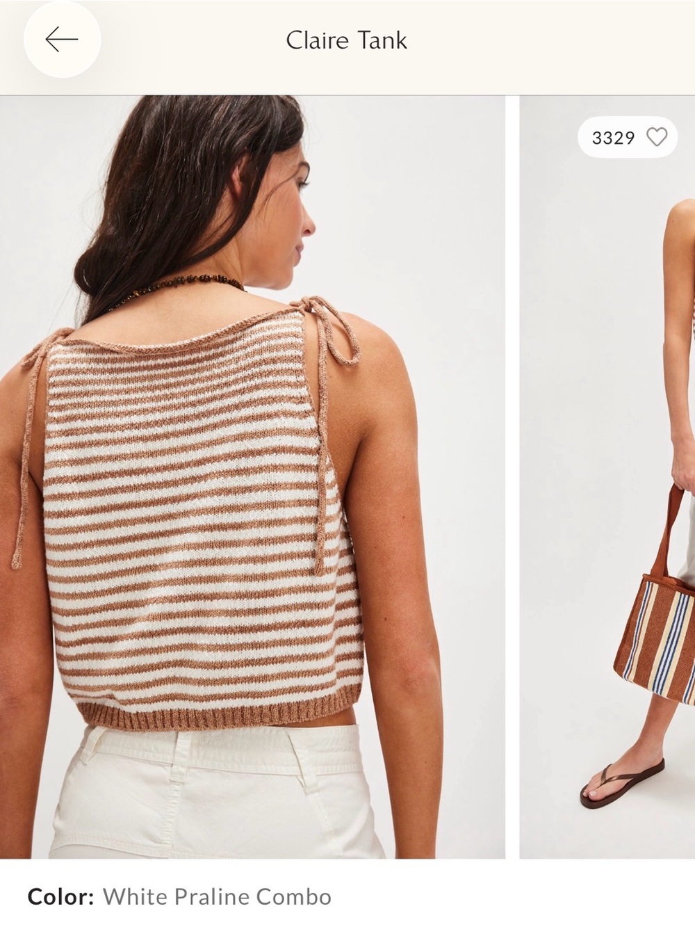 Free people Claire Tank - White & Praline Stripe Knit Tank